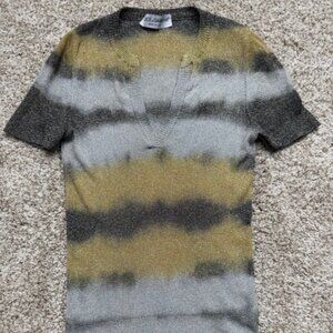 Authentic Pre-Loved Dolce & Gabbana Stretch V Neck Metallic Knit Tee Shirt Small